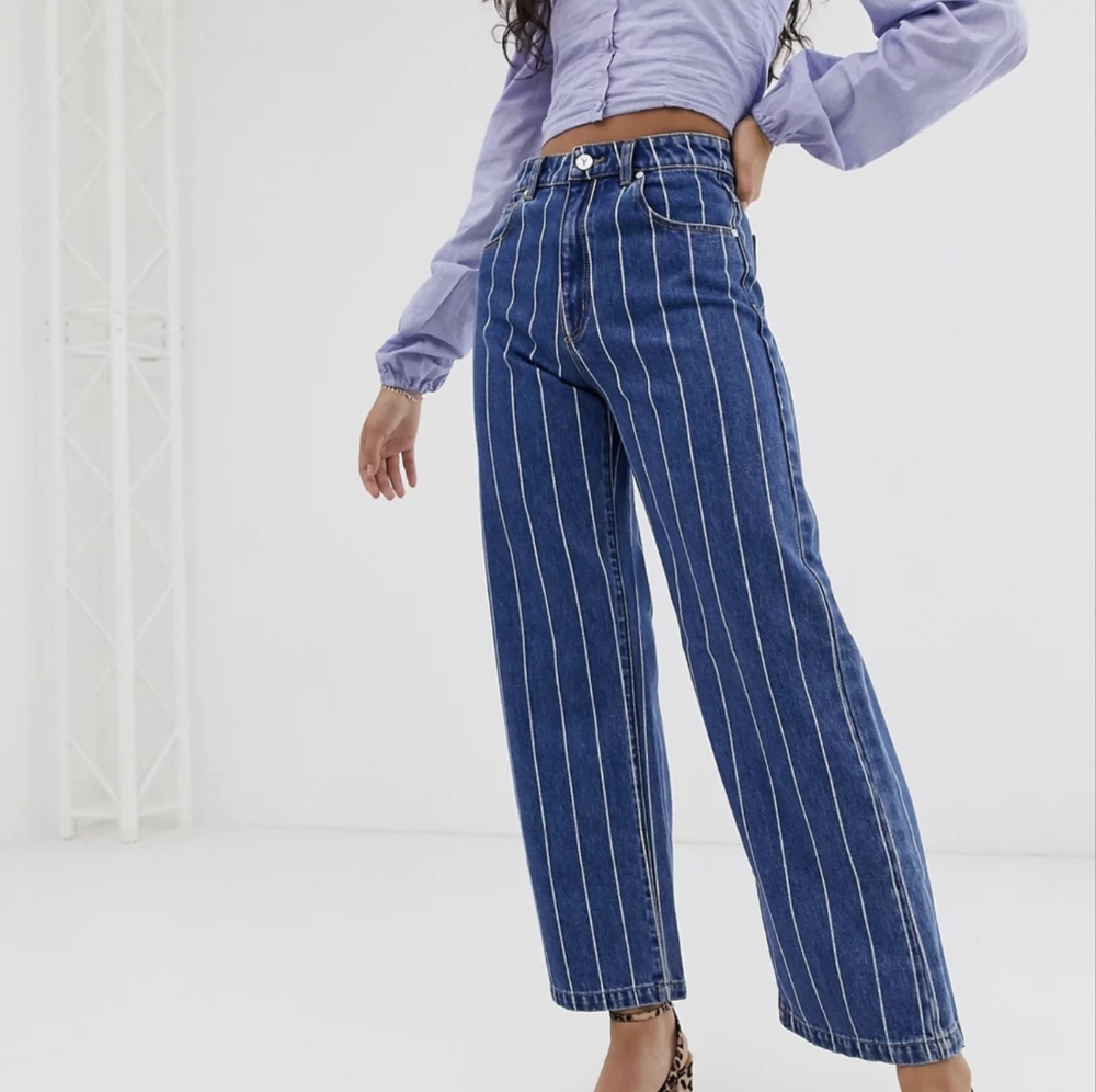 Abrand Women's Street Aline Striped Jeans Size 12/30